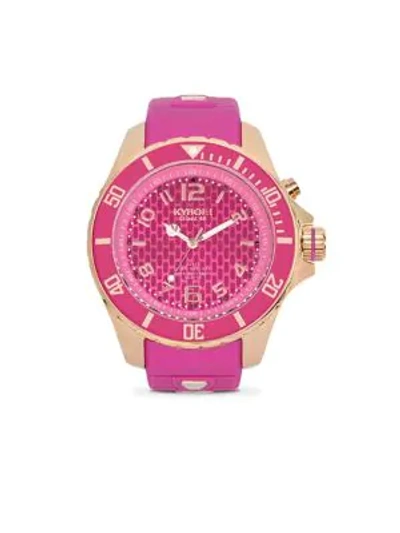 Shop Kyboe! Power Rose Goldtone Stainless Steel & Violet Silicone Strap Watch/48mm In Pink