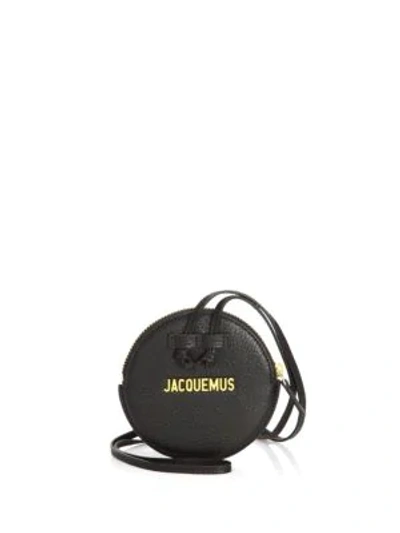 Shop Jacquemus Le Pitchou Leather Coin Purse In Black