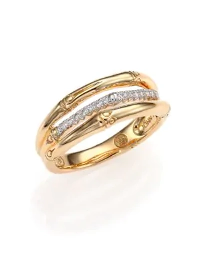 Shop John Hardy Women's Bamboo Diamond & 18k Yellow Gold Three-row Ring