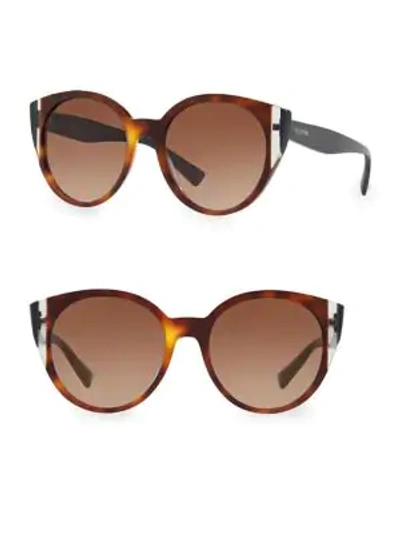 Shop Valentino 55mm Round Sunglasses In Tortoise