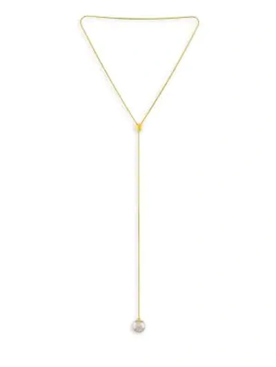 Shop Majorica 16mm White Organic Pearl Y-necklace In Gold