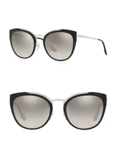 Shop Prada Women's 54mm Cat Eye Sunglasses In Silver Black