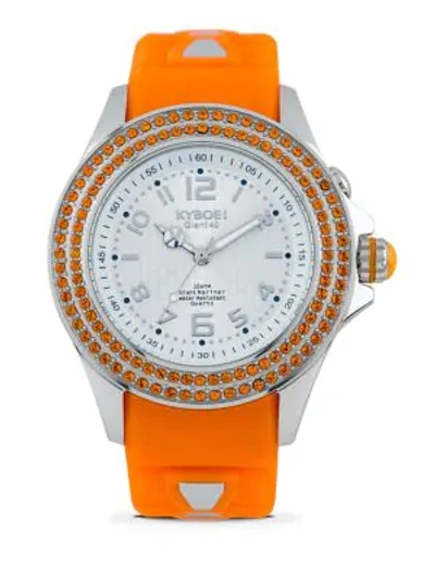 Shop Kyboe! Radiant Vitality Swarovski Crystal & Silicone Strap Watch/orange