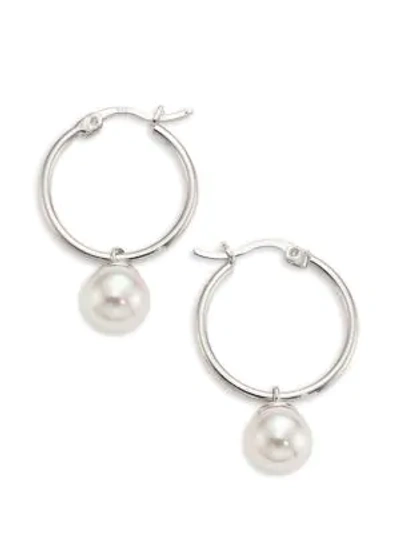 Shop Majorica Lucy 8mm Organic Pearl Hoop Earrings/1" In White