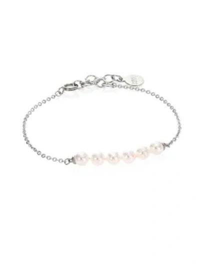 Shop Majorica Women's Minimal 5mm White Pearl Bracelet In Silver
