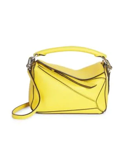 Shop Loewe Mini Puzzle Leather Bag In Yellow