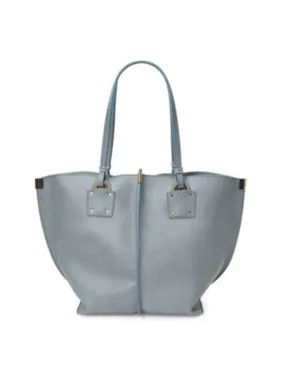 Shop Chloé Medium Vick Leather Tote In Cloudy Blue