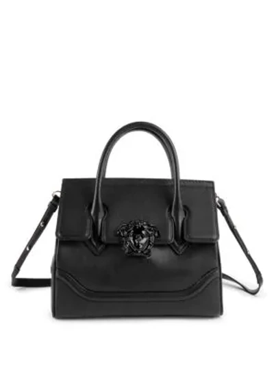 Shop Versace Medium Palazzo Empire Leather Satchel In Black