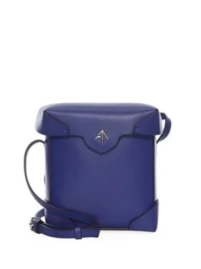 Shop Manu Atelier Mini Pristine Leather Box Bag In Electric Blue