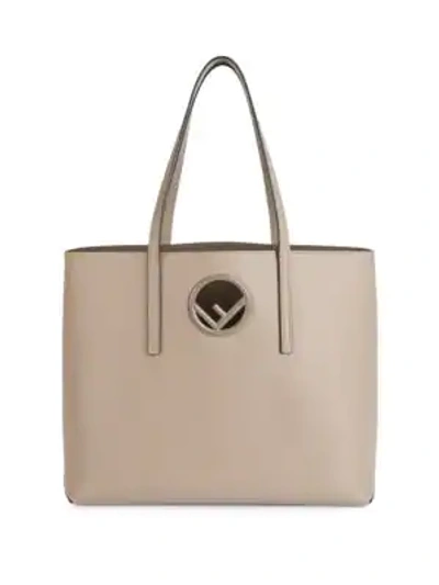 Shop Fendi Women's Leather Shopper In Tortora