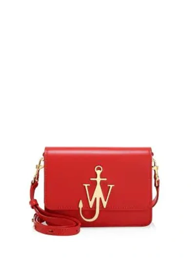 Shop Jw Anderson Mini Logo Leather Shoulder Bag In Scarlet