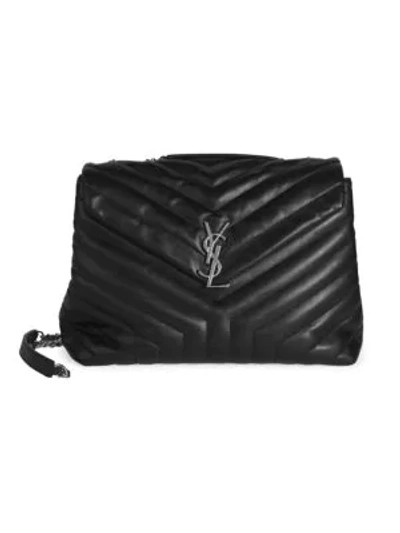 Shop Saint Laurent Women's Medium Loulou Matelassé Leather Shoulder Bag In Black