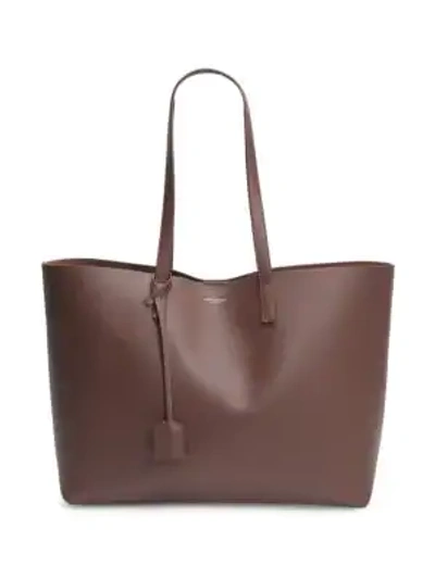 Shop Saint Laurent Large Leather Shopper In Brandy