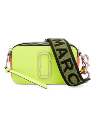 Shop Marc Jacobs Snapshot Fluoro Leather Camera Bag In Yellow