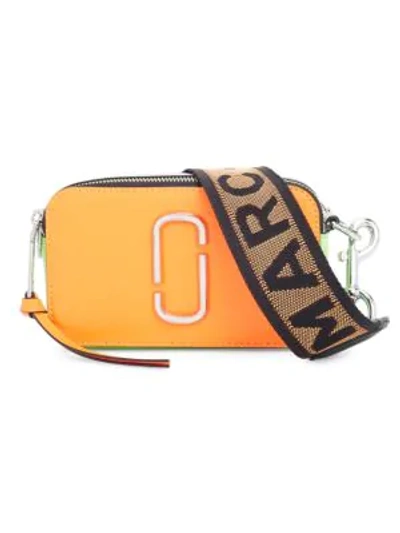 Shop Marc Jacobs The Snapshot Fluoro Leather Camera Bag In Bright Orange