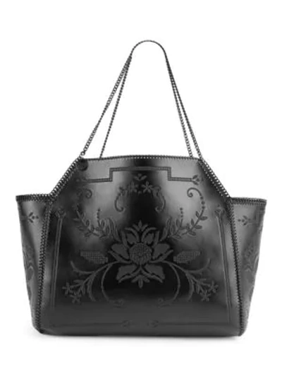 Shop Stella Mccartney Embroidered Reversible Medium Dual Tote Bag In Black