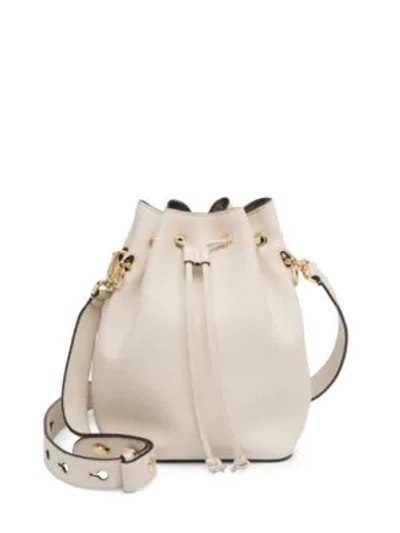 Shop Fendi Mon Tresor Leather Bucket Bag In White