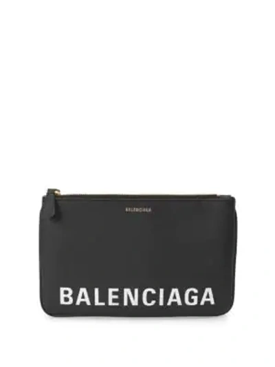Shop Balenciaga Women's Ville Leather Pouch In Black