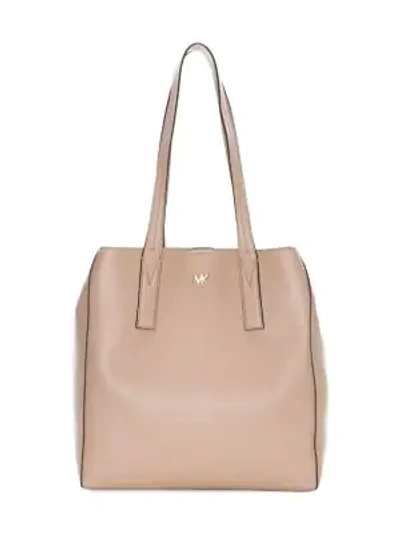 Shop Michael Michael Kors Large Junie Pebbled Leather Tote In Fawn