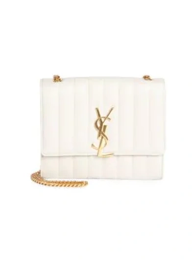 Shop Saint Laurent Medium Vicky Leather Chain Shoulder Bag In White