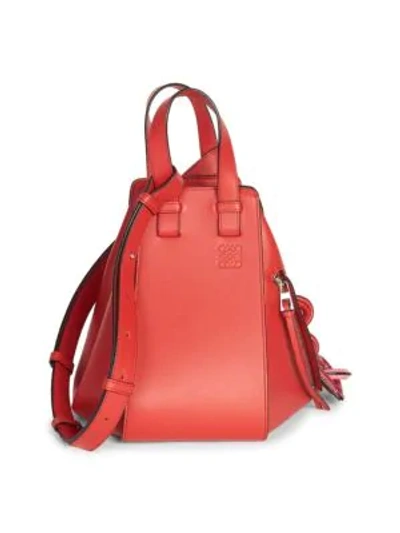 Shop Loewe Small Hammock Leather Bag In Scarlet Red