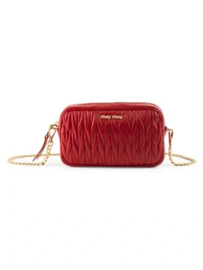 Shop Miu Miu Matelassé Convertible Leather Belt Bag In Red