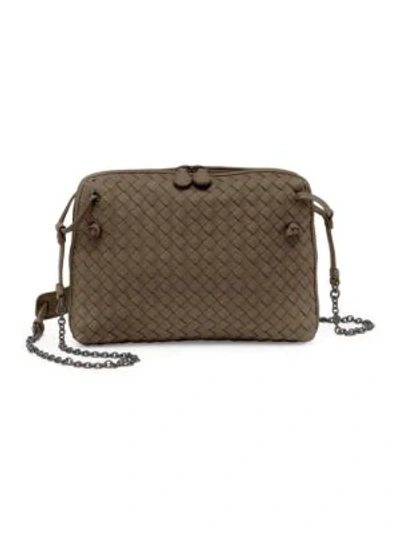 Shop Bottega Veneta Nodini Leather Crossbody Bag In Brown
