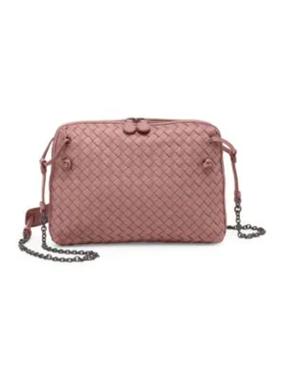 Shop Bottega Veneta Nodini Leather Crossbody Bag In Rose