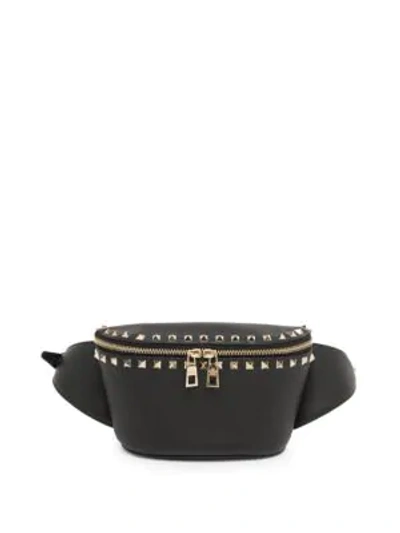 Shop Valentino Garavani Rockstud Leather Belt Bag In Black