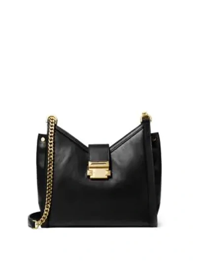 Shop Michael Michael Kors Whitney Small Leather Crossbody Bag In Black