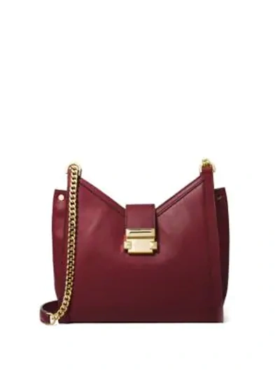 Shop Michael Michael Kors Whitney Small Leather Crossbody Bag In Oxblood