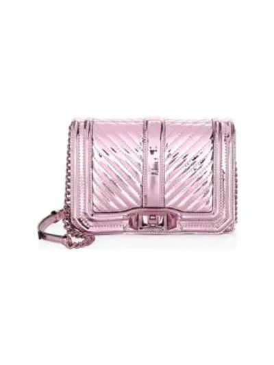 Shop Rebecca Minkoff Metallic Chevron Quilted Crossbody Bag In Pink