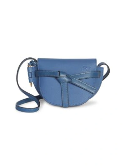 Shop Loewe Mini Gate Leather Saddle Bag In Varsity Blue