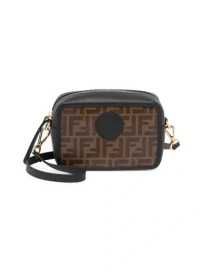 Shop Fendi Mini Logo Camera Bag In Brown