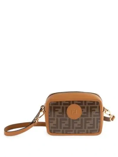 Shop Fendi Mini Logo Camera Bag In Tan