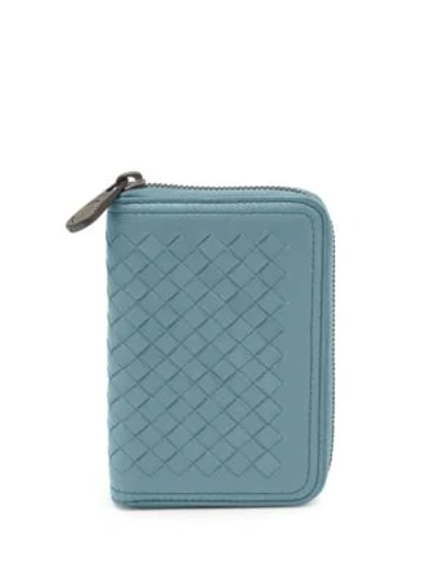 Shop Bottega Veneta Zip-around Leather Wallet In Blue
