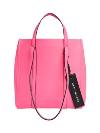 Shop Marc Jacobs The Tag 27 Coated Leather Tote In Bright Pink