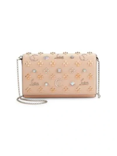 Shop Christian Louboutin Paloma Studded Leather Clutch In Multi