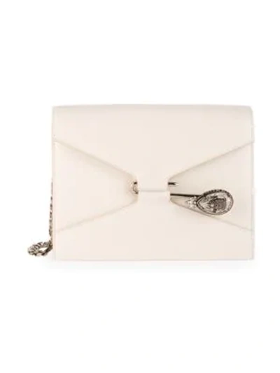 Shop Alexander Mcqueen Pin Leather Crossbody Bag In Ivory