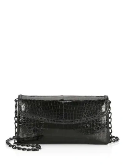 Shop Nancy Gonzalez Tracy Crocodile Clutch In Black