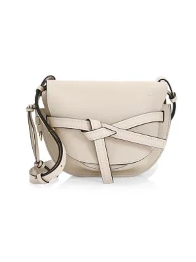 Shop Loewe Small Gate Leather Saddle Bag In Light Oat