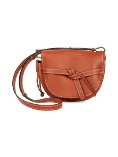 Shop Loewe Small Gate Leather Saddle Bag In Rust