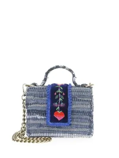 Shop Kooreloo Divine Petite Embroidered & Woven Crossbody Bag In Blue