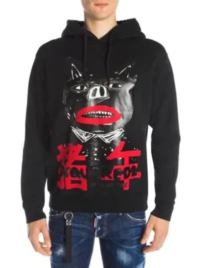 Shop Dsquared2 Year Of The Pig Graphic Hoodie In Black