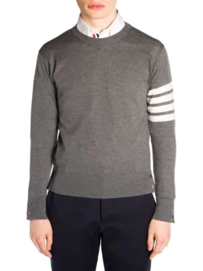 Shop Thom Browne Men's Wool Crewneck Pullover Sweater In Grey