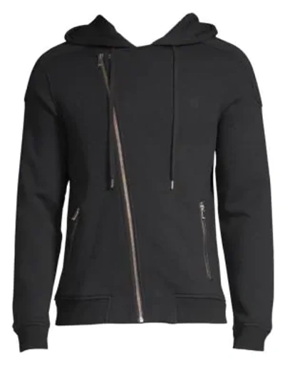 Shop The Kooples Biker-cut Cotton Sweatshirt In Black