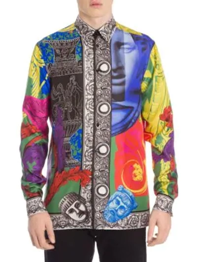 Shop Versace Multicolor Baroque Silk Shirt