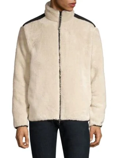 Shop Rag & Bone Sherpa Zip-front Fleece Jacket In Ivory