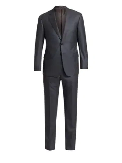 Shop Giorgio Armani Men's Regular-fit Wool Suit In Coal