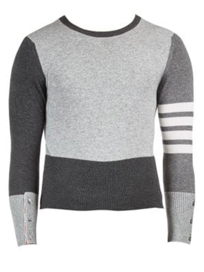 Shop Thom Browne Cashmere Tonal Sweater In Tonal Grey